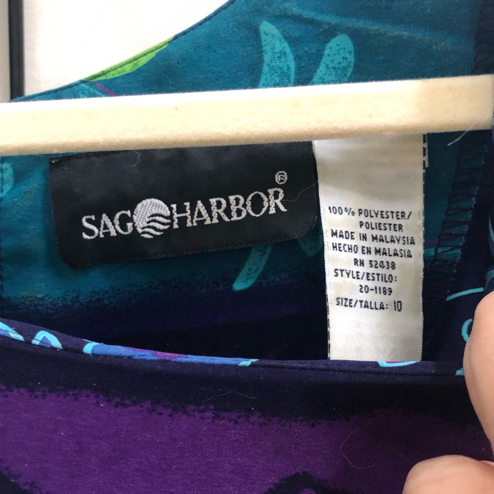 Sag Harbor Sheath Dress Purple and Blue Sleeveless Scoop Neck - Picture 2 of 4